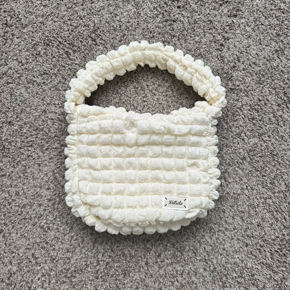 Listicle Cream Textured Mini Handbag